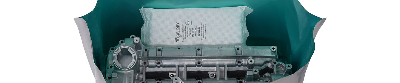 Aluverbundfolie mit Trockenmittel als Exportverpackung